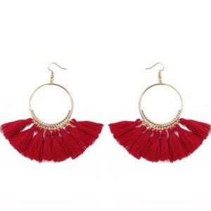 Red Tassel Earrings